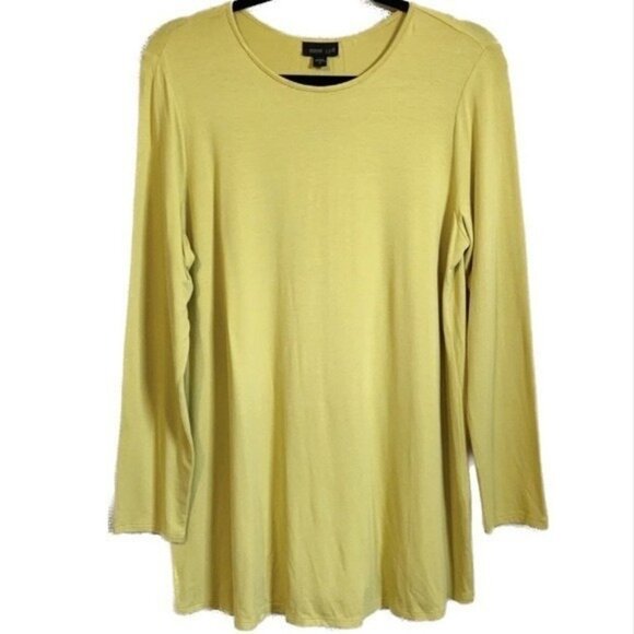 J.Jill Collection Chartreuse Green L Long Sleeve Top Sz Medium Everyday Capsule - Picture 1 of 9